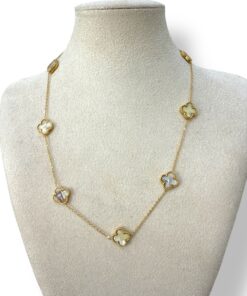 Wit parelmoer klaver ketting